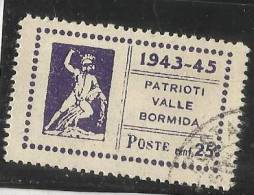 CLN VALLE BORMIDA 1945 TESEO CENTESIMI 25 USED - Centraal Comité Van Het Nationaal Verzet (CLN)