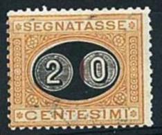 REGNO D´ITALIA - ANNO 1890 SEGNATASSE "MASCHERINE" 20c. Su 1c.  - LINGUELLATO CERT. ENZO DIENA - Taxe