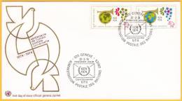 39+40 (Yvert) Sur FDC Illustrée - Office De Genève Centenaire De L´Union Postale Universelle Nations Unies (Genève) 1974 - FDC