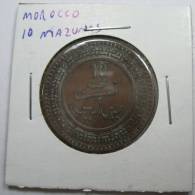 MOROCCO 10 MAZUNAS 1321 AH  1903  COIN  LOT 123 - Marocco