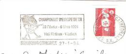 CACHET OBLITERATION FLAMME STRASBOURG CHAMPIONNAT EUROPE TIR HALL RHENUS WACKEN  ENVELOPPE 16X11 - Cartas & Documentos