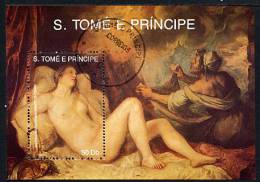 ST-THOMAS ET PRINCE 1990, TABLEAU NUS LE TITIEN, 1 Bloc Oblitéré / Used. R221b - Naakt