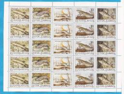 1991X -2463-66  JUGOSLAVIJA  PESCI  FISHS  5  STRIPS  MNH - Blokken & Velletjes