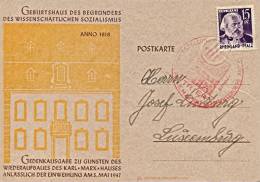 Germany Allied Occupation Rheinland-Pfalz 1947 Special Postcard Karl Marx Birthplace Museum With Special Cancel - Karl Marx