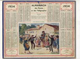 ALMANACH  DES POSTES ET DES TELEGRAPHES( 1934)   Joyeux Dimanche En Auvergne - Tamaño Grande : 1921-40