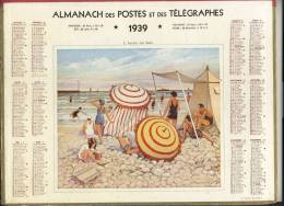 ALMANACH  DES POSTES ET DES TELEGRAPHES( 1939) L Heure Du Bain - Grand Format : 1921-40