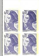 France - 2240a ** Double Frappe Liberté 70c (bloc De 4) - Unused Stamps
