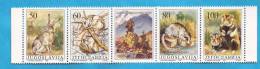 1992x   2525-28   JUGOSLAVIJA CONIGLI RABBITS STRIP MNH - Unused Stamps