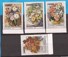 1993x   2614-17   JUGOSLAVIJA   ARTE FLORA PITTURA  MNH - Ongebruikt