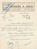 Facture (1943) : Imprimerie M. Girault (Montrouge), Commande Chassis Et Lattes... - Drukkerij & Papieren