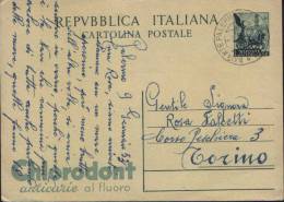 Italia-Postal Stationery Postcard 1953-Chlorodont Antiquarian Toothpaste With Fluoride - Pharmazie