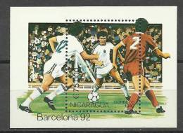 BARCELONA '92 - FOOTBALL, Nicaragua, 1990, Block 73 X 54 Mm - Zomer 1992: Barcelona
