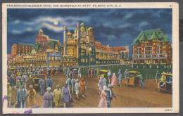 Vintage Atlantic City Marlborough Blenheim Hotel & Boardwalk At Night Postally Used  2 X 1 Cent Stamps Franklin - Atlantic City