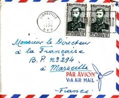 LIBREVILLE,GABON,Afr Ique,colonie Française,n° 228 X 2  L´explorateur Savorgnan De Brazza,lettre Par Avion,flamme - Briefe U. Dokumente