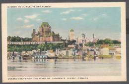 Vintage Chateau Frontenac & Quebec City Quebec View From St Lawrence River Postally Used  1 X 4 Cent Stamp - Québec - Château Frontenac