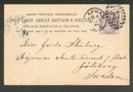 1899 POSTCARD  , 1p CLAPHAM  SW 27 1  TO  SWEDEN  GÖTEBORG ,  LONDON  ST-JAMES  PALACE - Storia Postale