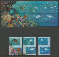 1995 Marine Life 6 X 45 Cent Pairs And Mini Sheet 6 X 45  Cent Stamps Mint Unhinged Gum On Back Unused - Ungebraucht