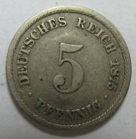 GERMANY EMPIRE 5 PFENNIG 1875 B .  VERY GOOD DETAILS . I COMBINED SHIPPING . - 5 Pfennig