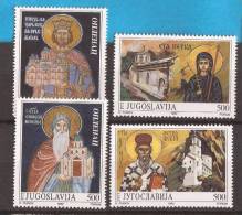 1992x   2578-81   JUGOSLAVIJA   ARTE ICONE  PITTURA RELIGIONE  MONASTERI    MNH - Nuovi