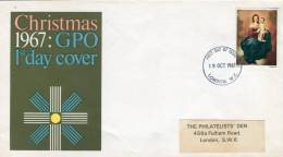 Great Britain- First Day Cover FDC- "Christmas: Madonna And Child, By Murillo" Issue [London 18.10.1967] -posted - 1952-1971 Pre-Decimale Uitgaves