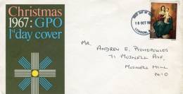 Great Britain- First Day Cover FDC- "Christmas: Madonna And Child, By Murillo" Issue [London 18.10.1967] -posted - 1952-71 Ediciones Pre-Decimales