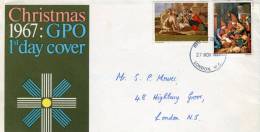 Great Britain- First Day Cover FDC- "Adoration Of Shepherds, By Le Nain & School Of Seville" Issue [London 27.11.1967] - 1952-1971 Pre-Decimal Issues