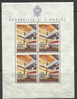 SAN MARINO 1965 POSTA AEREA AIR MAIL AEREI MODERNI MODERN PLANES LIRE 500 MOTORE ROLLS ROYCE DART FOGLIETTO SHEET MNH - Blocs-feuillets