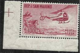 SAN MARINO 1961 POSTA AEREA AIR MAIL ELICOTTERO HELICOPTER HÉLICOPTÈRE MNH - Luftpost