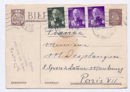 Entier Postal + Timbres De Aveiras De Cima Pour Paris 1946 - Briefe U. Dokumente