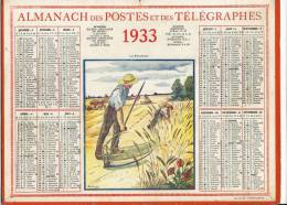 ALMANACH  DES POSTES ET DES TELEGRAPHES( 1933)   Le Faucheur - Grand Format : 1921-40