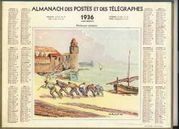 ALMANACH  DES POSTES ET DES TELEGRAPHES( 1936)  Pecheurs Catalans - Tamaño Grande : 1921-40