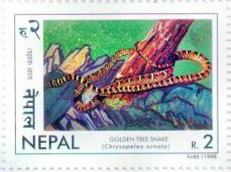 GOLDEN TREE SNAKE STAMP RUPEE 2 NEPAL 1998 MINT MNH - Slangen