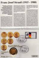 Numisbrief 40 Jahre BRD 1989 Numisletter Bundesbank 2DM In Gold + Deutschland 1421 O 22€ Porträt Strauß Cover Of Germany - 2 Marcos