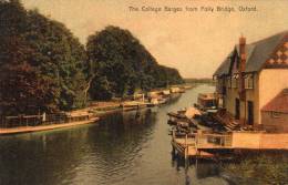 Oxford The College Barges From Folly Bridge 1910 Postcard - Oxford