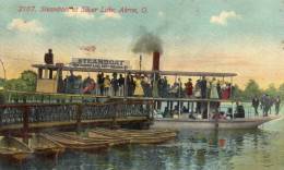 Akron OH Steamboat & Dock At Silver Lake 1910 Postcard - Akron