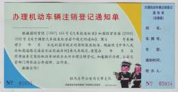 Notification For Cancellation Of Vehicle Registration,policeman,CN 04 Zhumadian Traffic Police Unit Adv Pre-stamped Card - Polizia – Gendarmeria