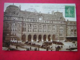 CPA PHOTO 75 PARIS GARE ST LAZARE COTE ROME  ANIMEE VOITURES  VOYAGEE 1910 TIMBRE - Transport Urbain En Surface