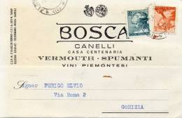Italia 1964 Cartolina Commerciale Vini Vermouth Spumanti Bosca Da Alessandria Per Gorizia - Wines & Alcohols