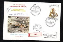 AUTOGRAPH TH. NEGOITA POLAR NORTH EXPLORER,SLED DOGS,REGISTRED COVER,1995,ROMANIA - Explorers