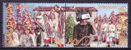 1160/ Slowenien Slovenia 1999 Mi.No. 252 - 253 ** MNH Brkini Skoromati - Carnival Groups Traditionelle Faschings Kostüme - Carnival