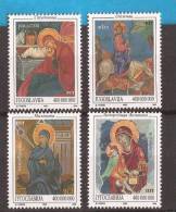 1993X  2637-40  JUGOSLAVIJA   ARTE ICONE  PITTURA RELIGIONE  MONASTERI    MNH - Ongebruikt