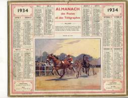 ALMANACH  DES POSTES ET DES TELEGRAPHES( 1934)   Courses Au Trot - Grossformat : 1921-40