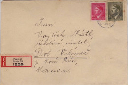 BÖHMEN UND MÄHREN - 1944 - ENVELOPPE RECOMMANDEE De PRAGUE Avec VIGNETTES AU DOS - Covers & Documents
