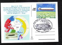 R.AMUNDSEN FLY WITH THE ZEPPELIN TO NORTH POLE, SPECIAL POSTCARD OBBLITERATION CONCONRDANTE  2006 CLUJ-NAPOCA  ROMANIA - Zeppeline