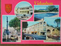 83 - VIDAUBAN - Piscine - Place - Pont - Commerces... (Multivues Avec Blason) - Vidauban