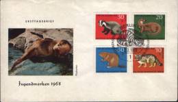 Germany(Berlin)-Env Occasionally 1968-badger, Otter, Beaver, Wild Cat;blaireau, La Loutre, Le Castor, Le Chat Sauvage - Roedores