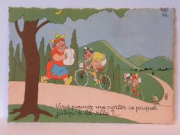 CPA Illustrateur DUBOUT - Vous Pouvez Me Porter Ce Paquet Jusqu'à La Ville ?... Cyclistes Courses -vélos - Humour - Dubout