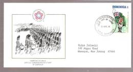 FDC British Ensign With Regimental Colour 1976  - American Bicentennial - Dominica (...-1978)