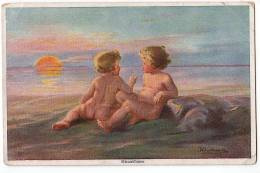 AK WALLY FIALKOWSKA Jungen Und Mädchen Nackt In Der Sonne"Liebe" Nr. 1208.OLD POSTCARD - Fialkowska, Wally