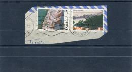 Greece- "Samothrace" & "Sithonia-Chalikidiki" Stamps On Fragment With Bilingual "NAXOS (Cyclades)" [7.11.1983] Postmarks - Marcofilia - EMA ( Maquina De Huellas A Franquear)